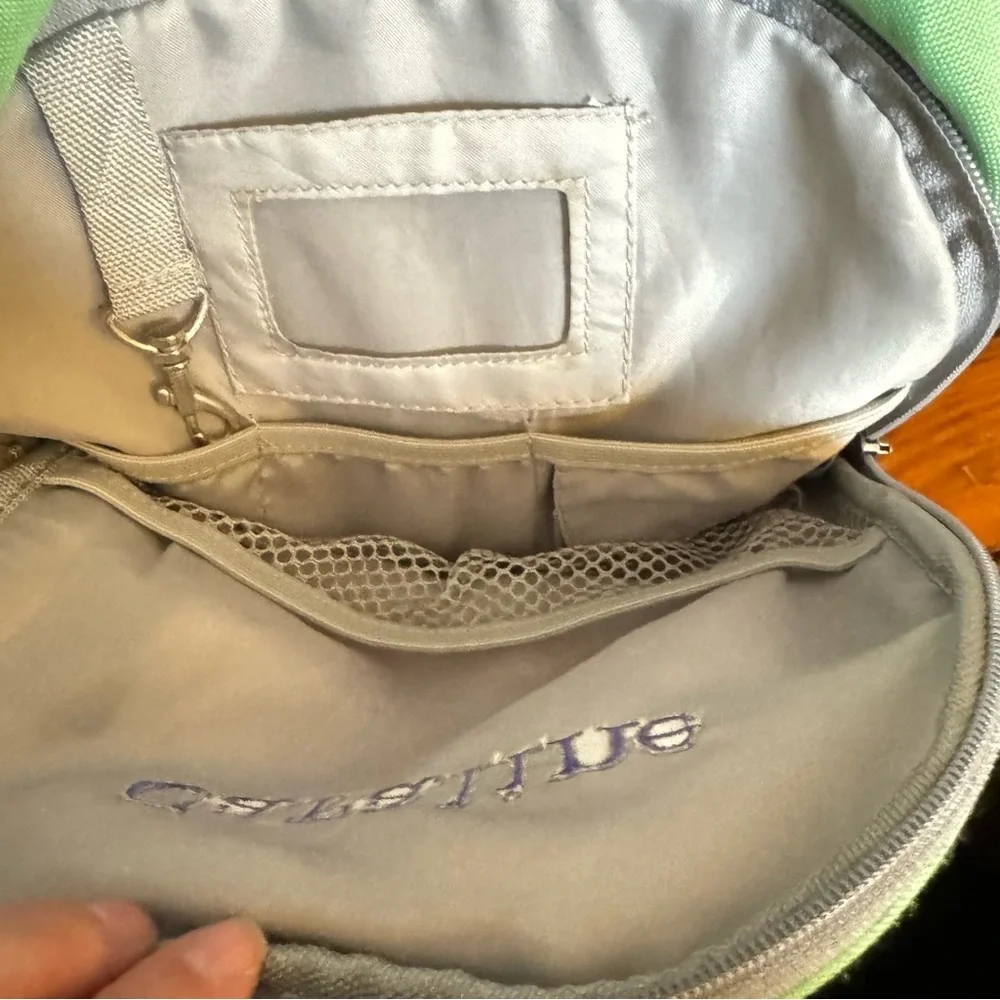 Pottery Barn Backpack Green & Purple Striped Butterfly Caraline